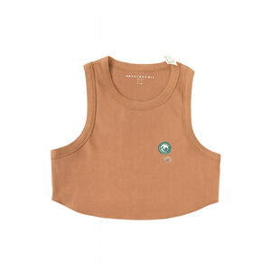 Aéropostale Women’s Ribbed Crop Tank Top Brown Sleeveless Casual Shirt Size XL